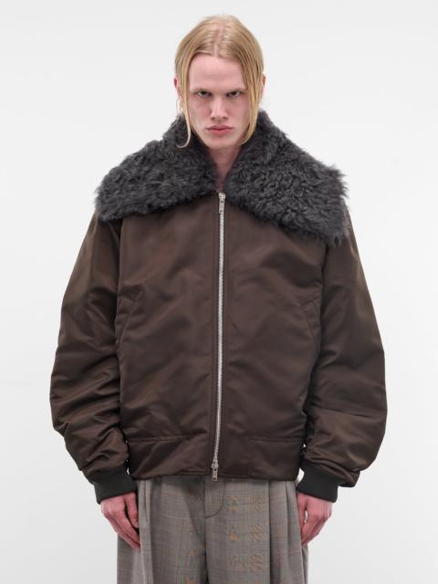 Bottega Veneta Chocolate Padded Nylon Bomber Jacket