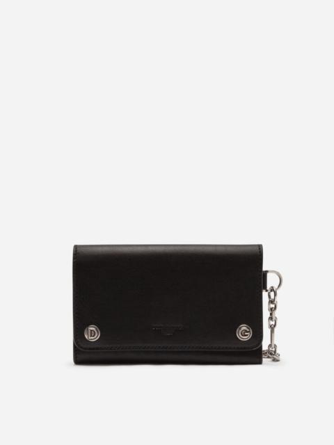 Dolce & Gabbana Cowhide biker wallet with chain detailing