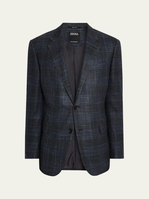 ZEGNA Men's Plaid Winter Crossover Single-Breasted Sport Coat