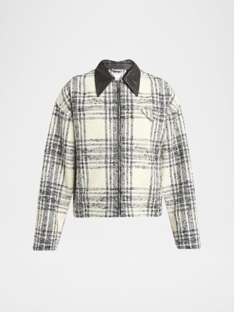 Bottega Veneta Men's Leather-Collar Check Boucle Jacket