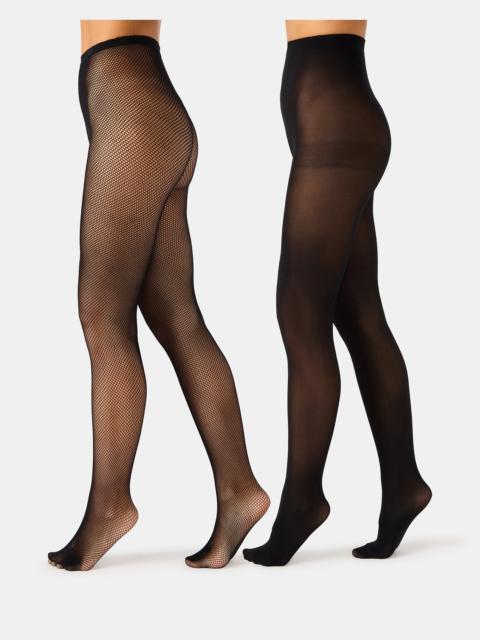 STEVE MADDEN 2 PACK MINI FISHNET TIGHT BLACK