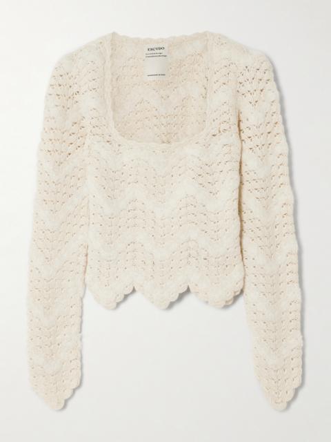 ESCVDO Brisa Scalloped Crocheted Alpaca Top