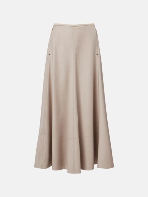 AGNONA Leather-trimmed wool flannel midi skirt