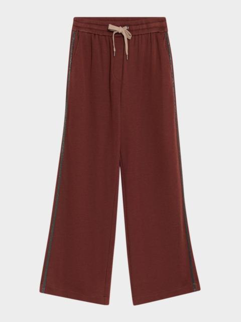 Brunello Cucinelli Cotton Silk Wide-Leg Drawstring Pants