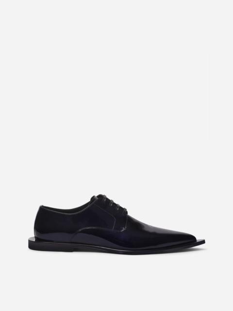 Metallic patent leather Derby shoes