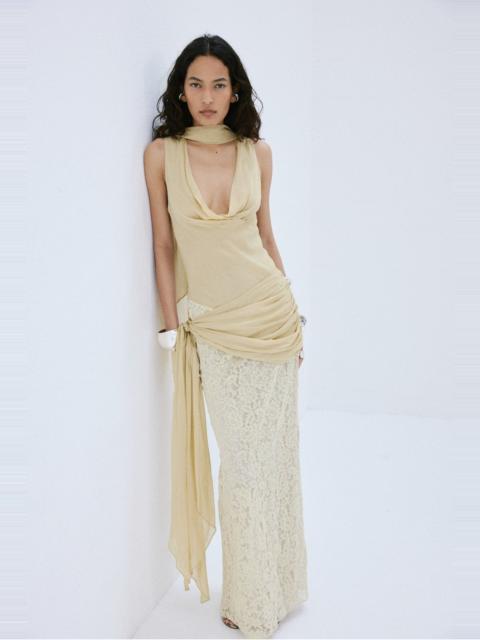 De La Vali ROSA MAXI DRESS IN ANTIQUE YELLOW VISCOSE GEORGETTE