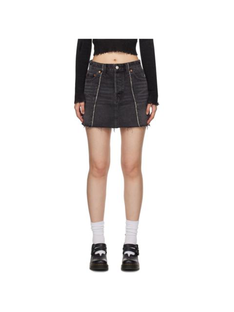 Black Recrafted Icon Denim Miniskirt