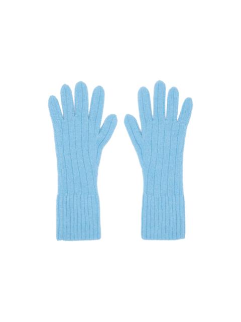 Dries Van Noten Blue Ribbed Gloves