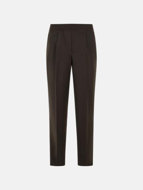 ZEGNA BROWN WOOL BLEND TROUSERS