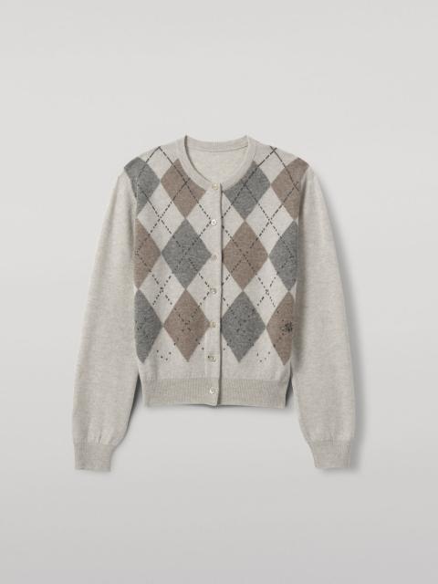 Johnstons of Elgin Clan Natural Argyle Cashmere Cardigan