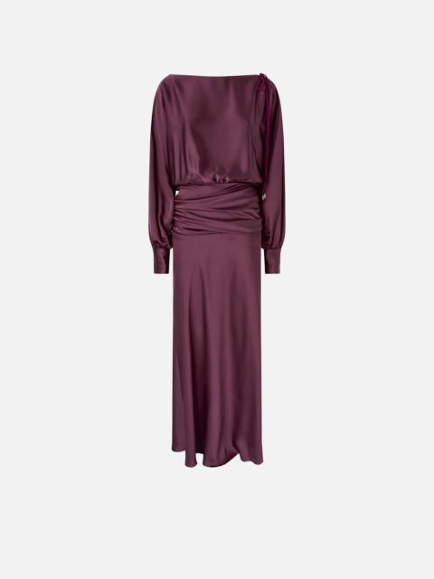 PINKO LONG SATIN DRESS WITH DRAPING