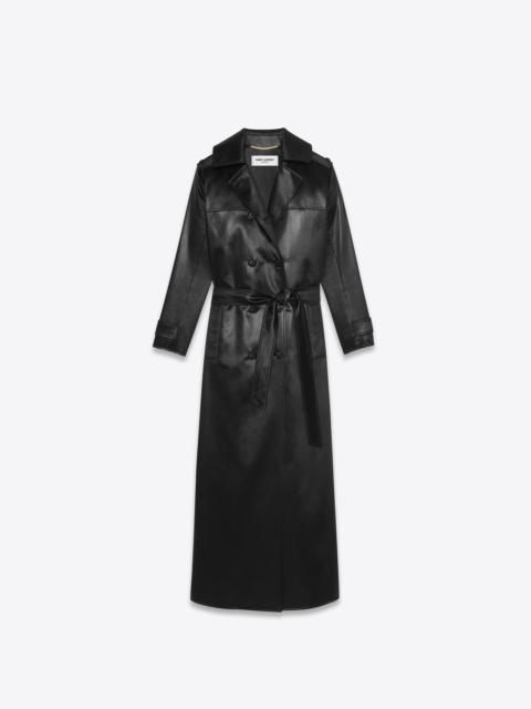 SAINT LAURENT long double-breasted trench coat in fluid chintz