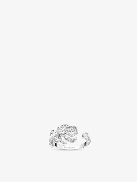 Plume de Paon XS 18ct white-gold, 0.42ct round-brilliant and 0.18ct rose-cut diamond ring