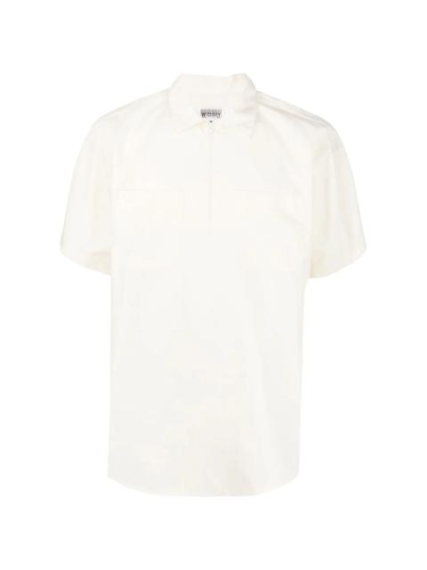 half-zip cotton-blend shirt