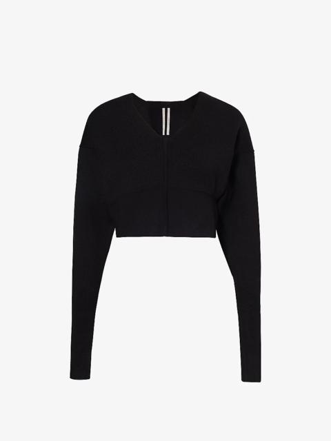 Rick Owens V-neck cropped cotton knitted jumper