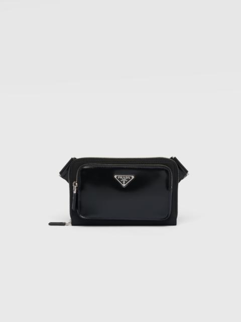 Re-Nylon and brushed leather shoulder bag