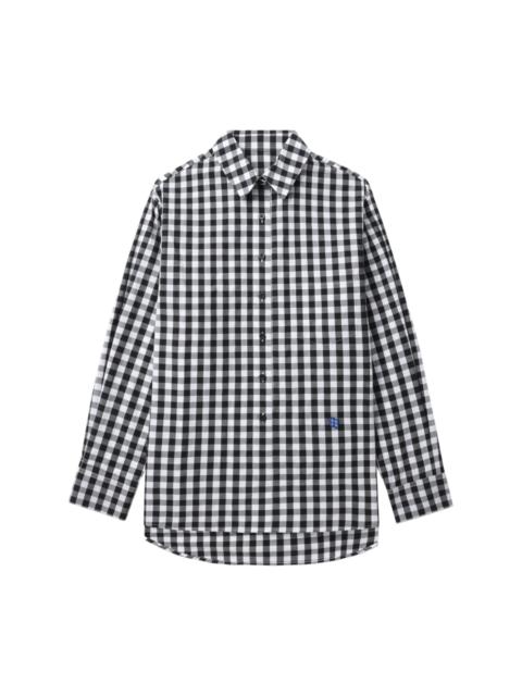 Tetris-appliquÃ© checkered shirt