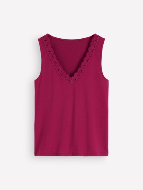 BODEN Supersoft V Neck Trim Vest-Beetroot Red