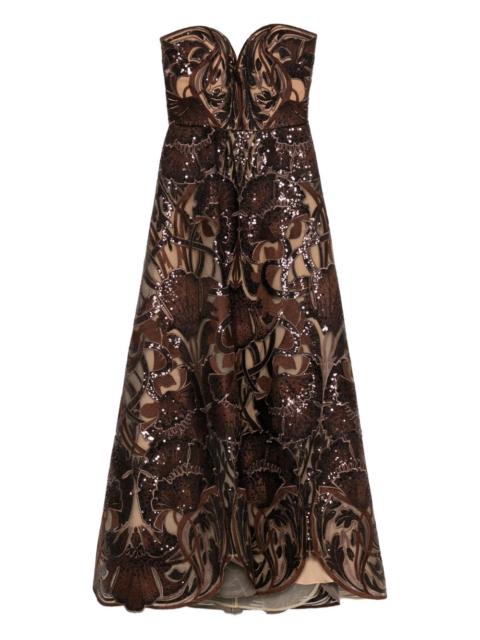 ELIE SAAB sequin-embellished embroidered maxi dress