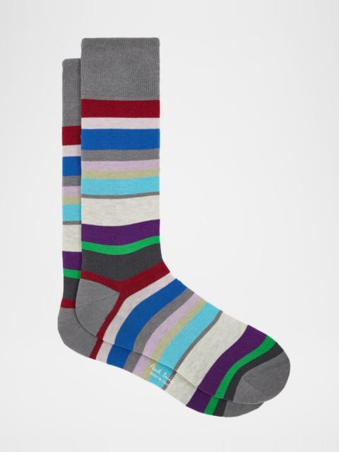 Paul Smith Men's Marek Color-Block Cotton Crew Socks