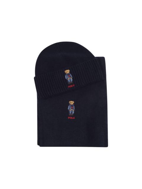 Polo Ralph Lauren logo beanie hat and scarf set