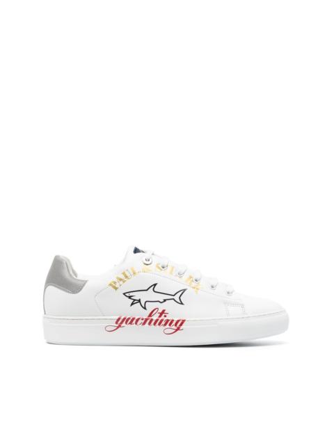 Paul & Shark logo-print leather low-top sneakers
