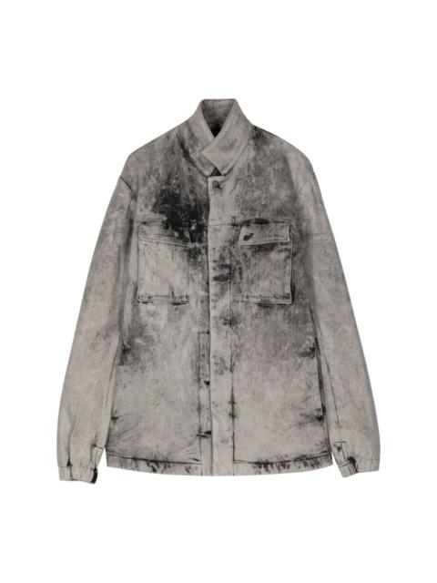 acid-wash cotton-blend denim jacket