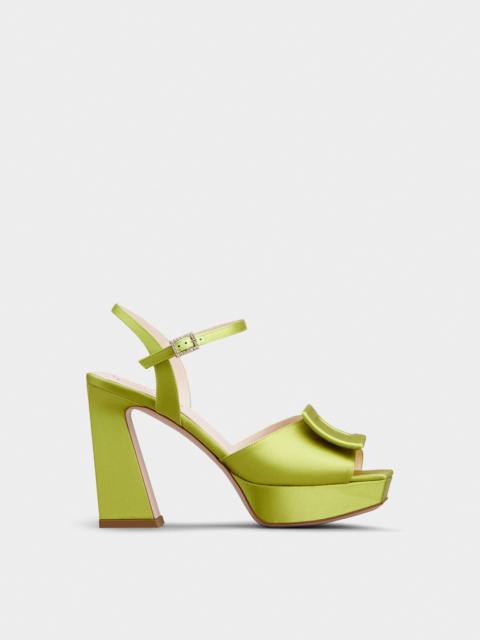 Covered Buckle Platform Sandals in Satin