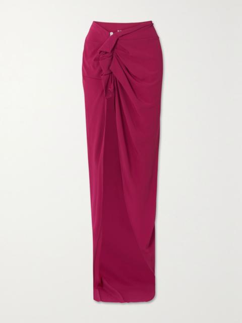 Rick Owens Gathered asymmetric crepe maxi skirt Fuchsia