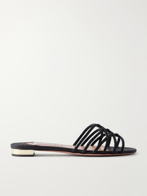 AQUAZZURA Luna Raffia-trimmed Cord Slides