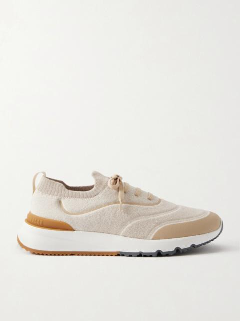 Brunello Cucinelli Stretch-Knit Sneakers Cream