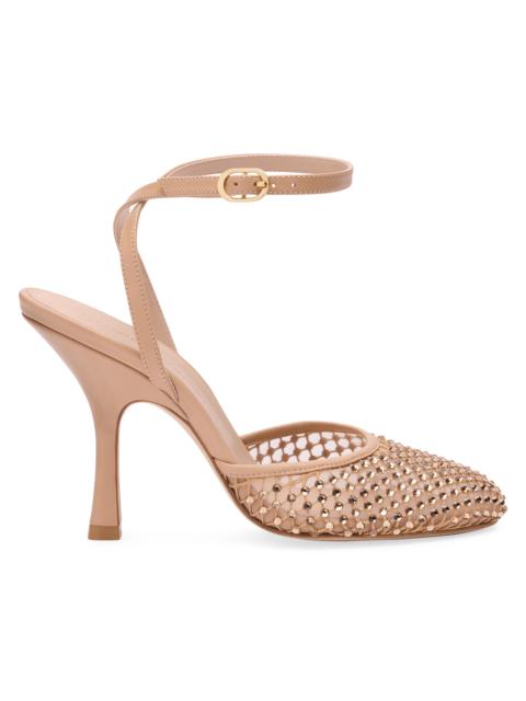 Stuart Weitzman Women's Bareitall Shine 100MM Crystal-Embellished Mesh Pumps - Adobe