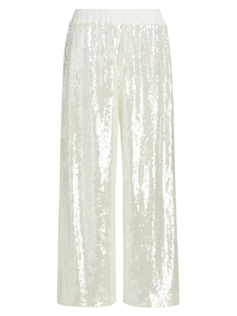 MILLY Women's Reed Sequined Pants - White