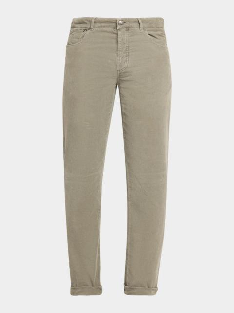 Brunello Cucinelli Men's Micro-Corduroy Straight Leg Five-Pocket Pants