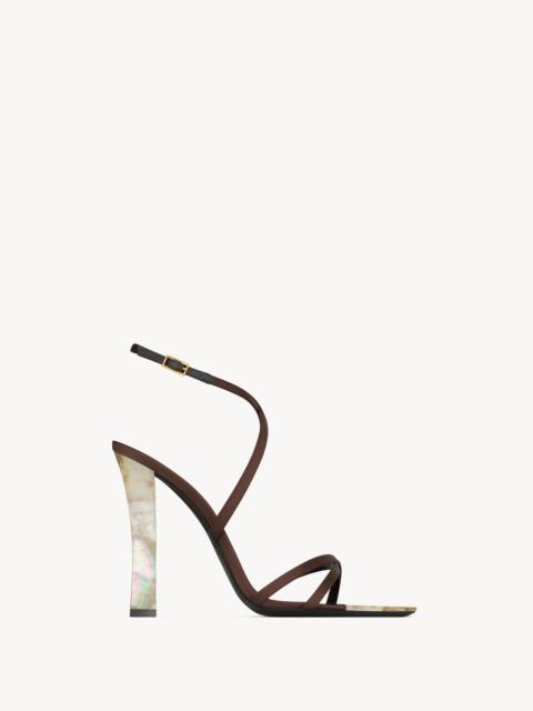 SAINT LAURENT LUTETIA SANDALS IN SATIN CREPE AND MOTHER-OR-PEARL