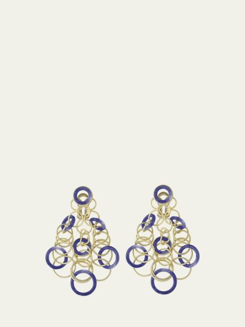 Buccellati Hawaii Color 18K Yellow Gold Lapis Lazuli Earrings, 7cm