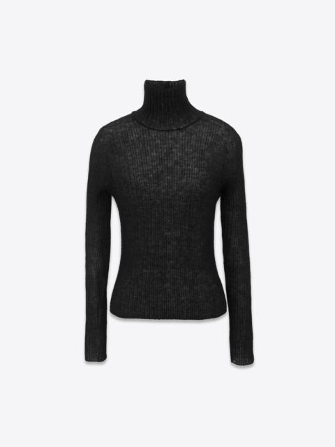 SAINT LAURENT turtleneck top in ribbed knit