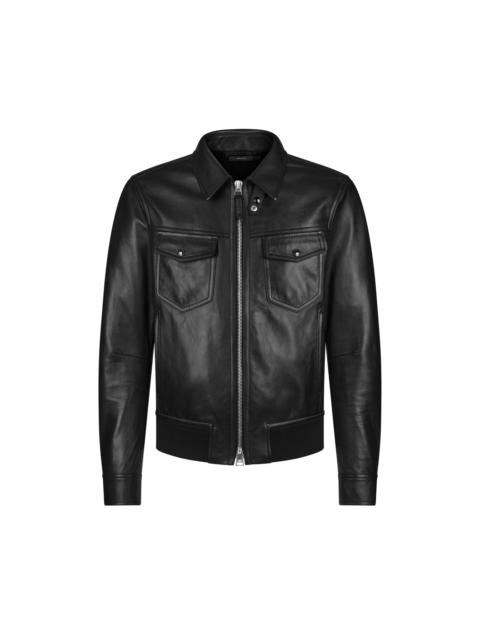 TOM FORD NAPPA GRAIN LEATHER COLLAR BLOUSON
