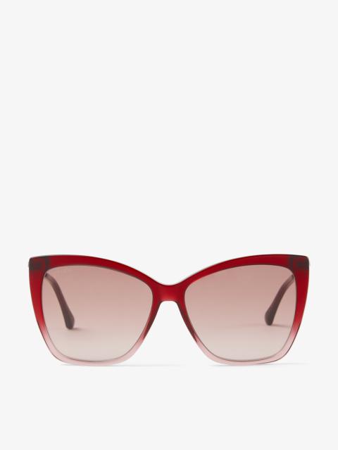 JIMMY CHOO Seba
Red Round-Frame Sunglasses with Crystal Embellishment
