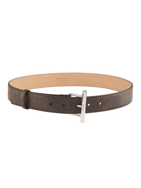 Alexander McQueen Women's Sling Leather Belt - Oak Brown Silver