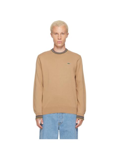 LACOSTE Beige Striped Cotton Jersey Sweater