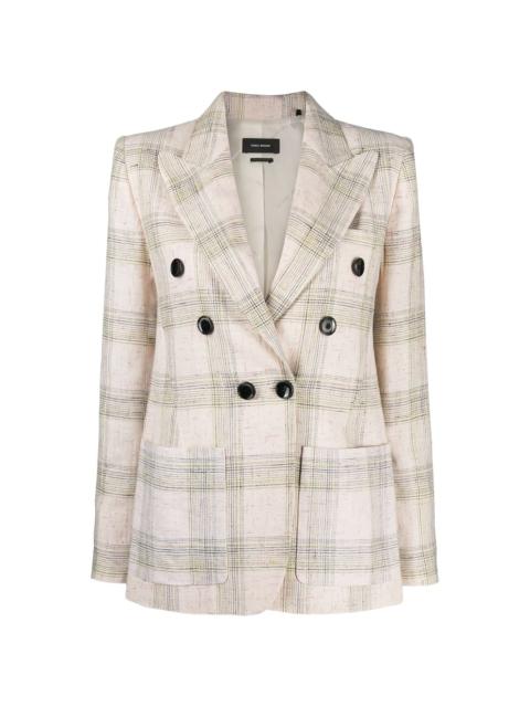 Lenora check-print double-breasted jacket