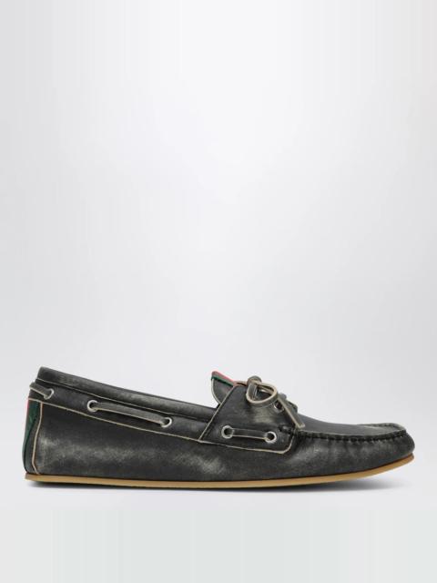 GUCCI GUCCI Black Boat Shoes New & Authentic (Men's size:8.5;)