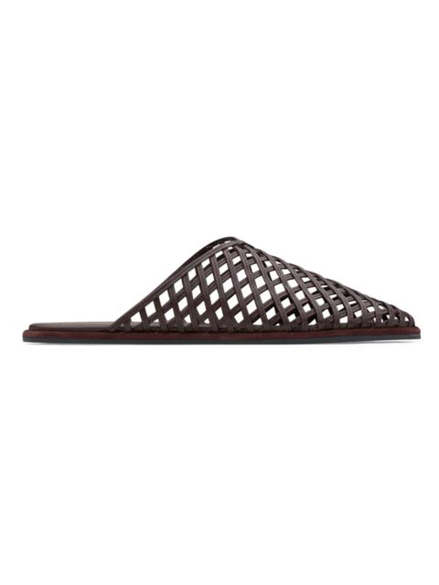 NEOUS Women's Atik Woven Leather Flat Mules - Dark Chocolate