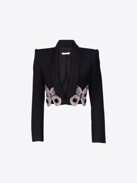 EMBROIDERED BUTTERFLY CROPPED BLAZER