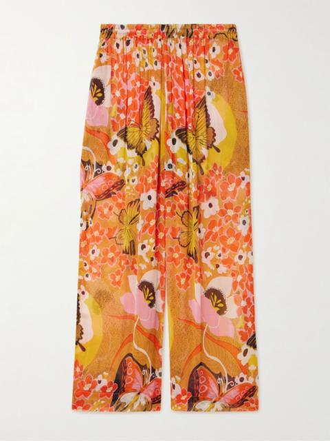 ALIX OF BOHEMIA Otto Marigold Meadow floral-print georgette straight-leg pants Orange