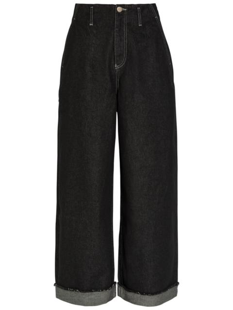DAMSON MADDER. Damson Madder Pascal Turn-up Wide-leg Jeans
