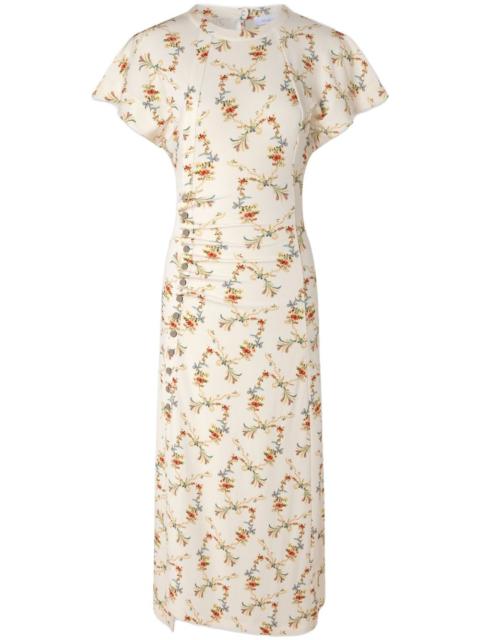 rabanne floral-print ruched midi dress