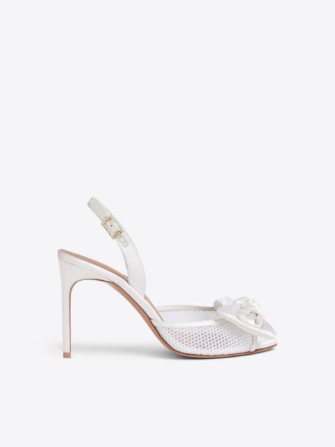 MALONE SOULIERS Maera 90 White Mesh Satin Sandals