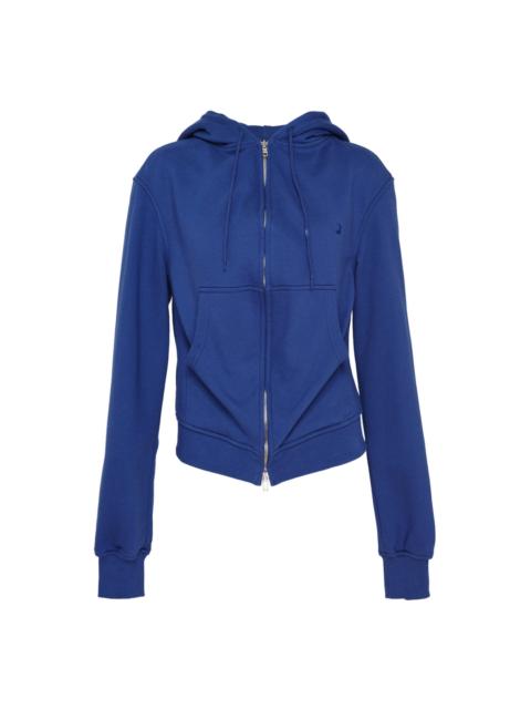 pushBUTTON Blue Draped Zip-Up Hoodie